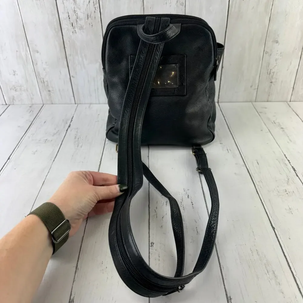 VTG Etienne Aigner Black Pebbled Leather Backpack Shoulder Bag Sling Convertible